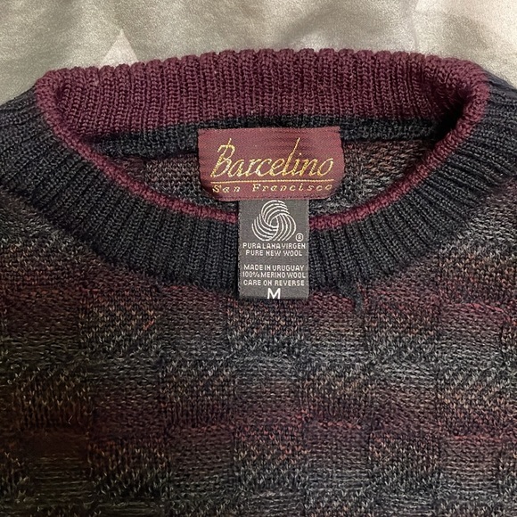 Barcelino Men’s Italian Wool Classic Gentlemen’s Pullover Stripe Size Medium - Picture 2 of 7